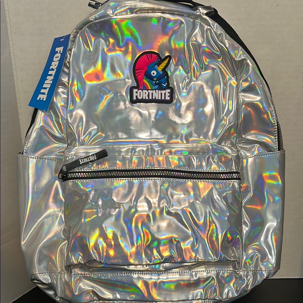 Silver Holographic Backpack with Reflective Design